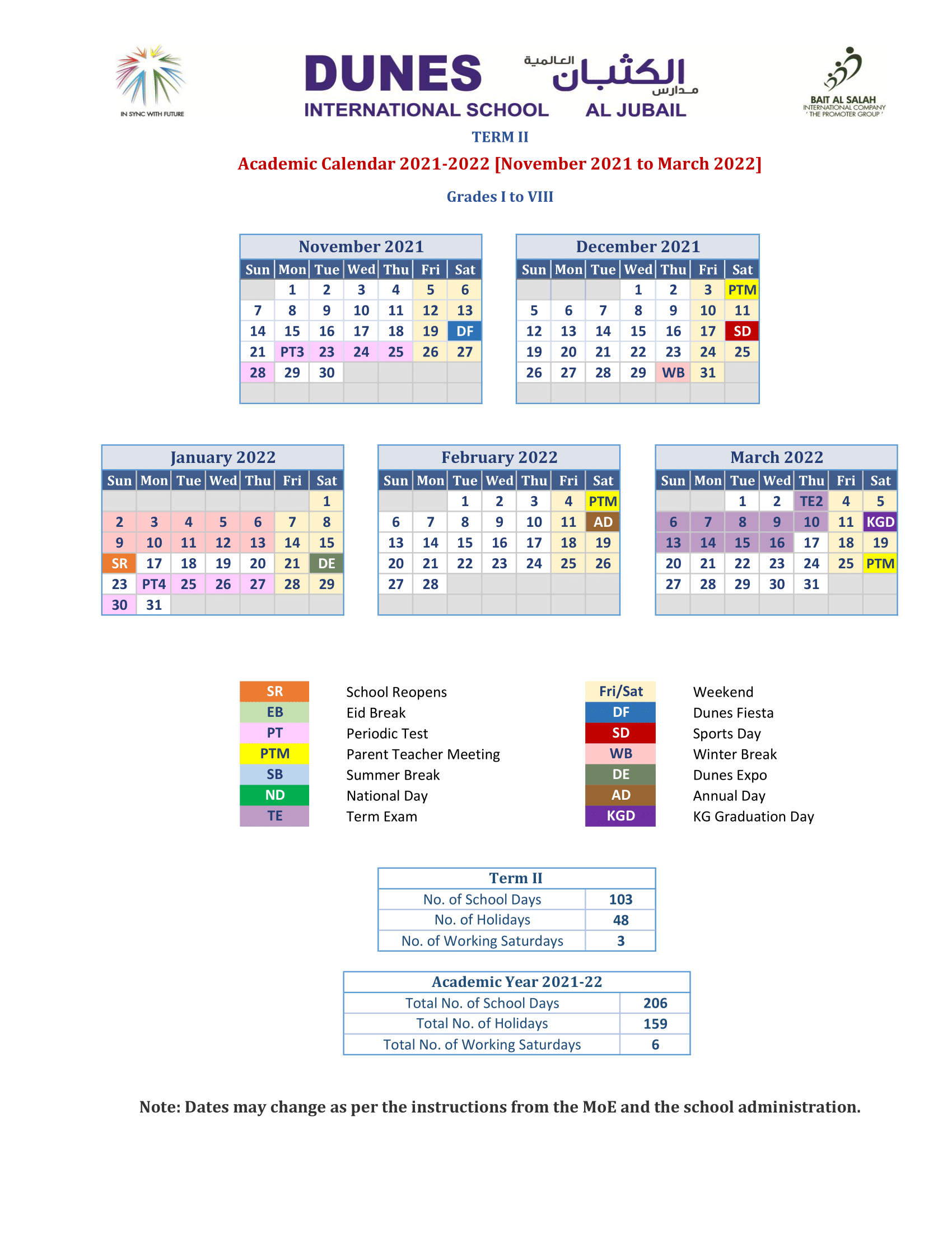 Sfa Academic Calendar 2022 Academic Calendar – Dunes Internationals School
